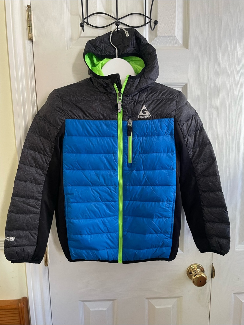 Gerry Weber Kids Blue, Black & Lime Hooded Puffer Jacket